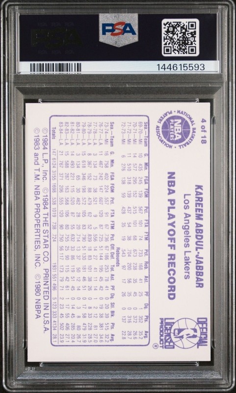 1985 Star Kareem Abdul-Jabbar #4 PSA 7 Lakers HOF Vintage  view 2