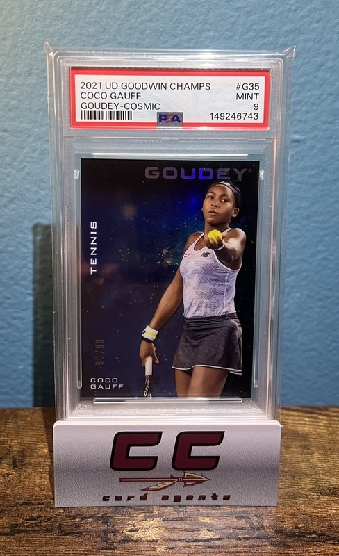 2021 UD Goodwin Champions Coco Gauff Goudey Platinum Cosmic RC /99 PSA 9 #G35