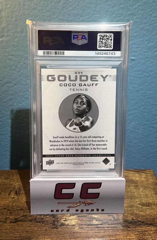 2021 UD Goodwin Champions Coco Gauff Goudey Platinum Cosmic RC /99 PSA 9 #G35 view 2
