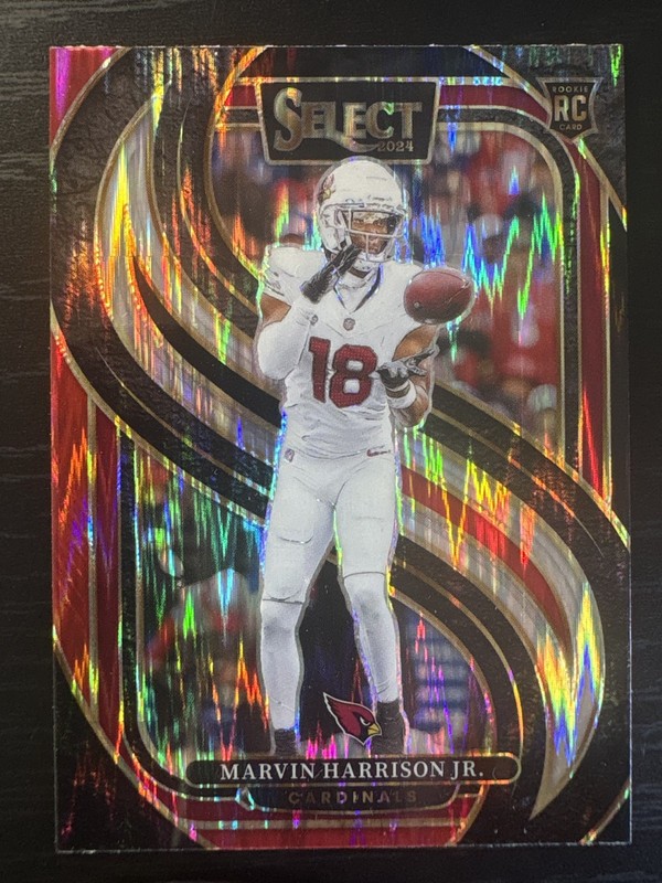 2024 Panini Select Marvin Harrison Jr. Red Black Shock Prizm (RC) Color Match view 1