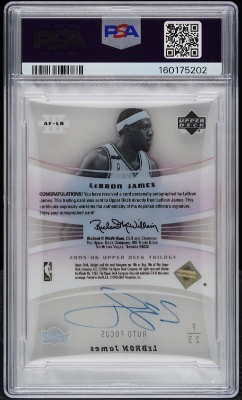 Upper Deck 2005-06 Trilogy LeBron James Auto Focus Auto #AF-LB PSA 7 view 2