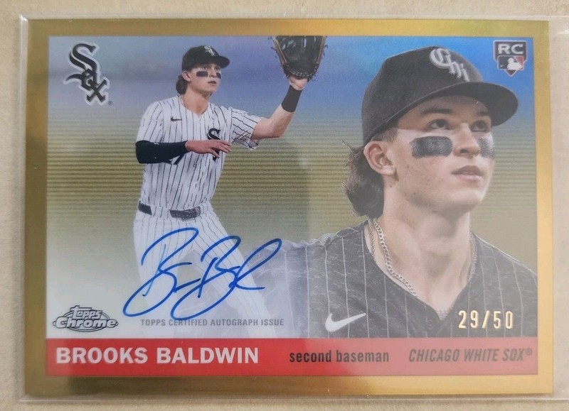 Topps 2025 Chrome Platinum Brooks Baldwin White Sox Rookie Gold Auto CPA-BBA /50