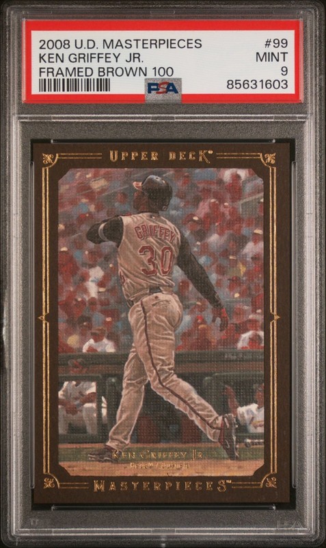 2008 KEN GRIFFEY JR UD Masterpieces FRANED BROWN #99 SP Rare #Ed /100 MINT PSA 9 view 2