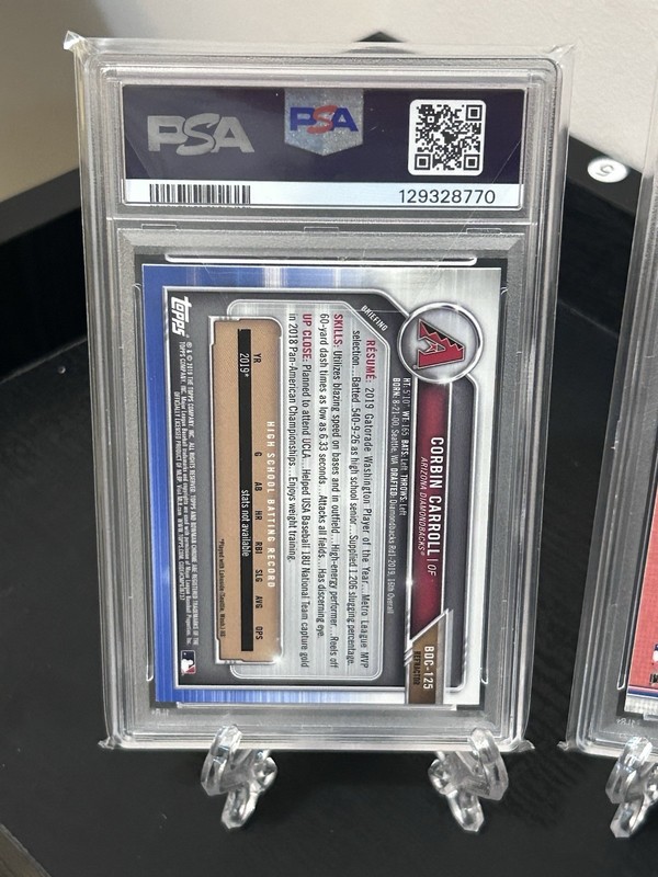 2019 Bowman Chrome Corbin Carroll 1st Rookie Refractor (RC) PSA 10   #BDC-125 view 2