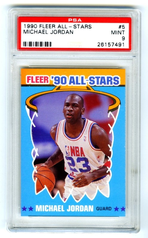MICHAEL JORDAN~CHICAGO BULLS~1990 FLEER ALL-STARS PSA-9 MINT GRADED NBA CARD #5