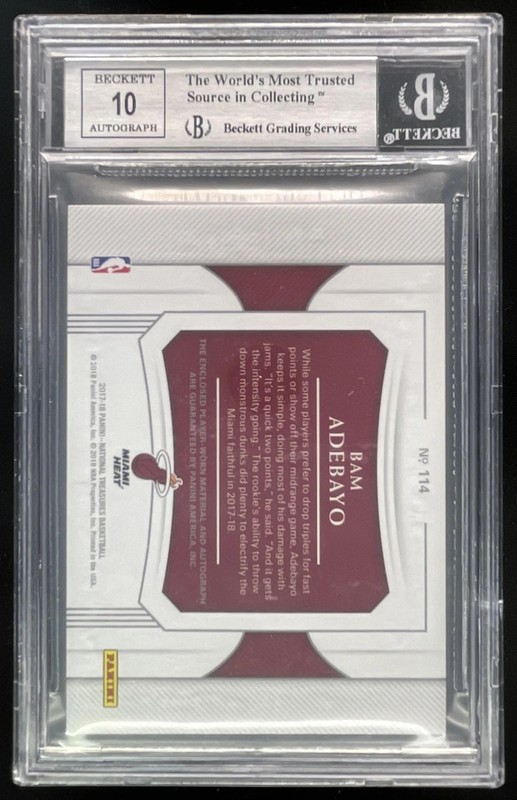 2017 National Treasures Rookie Patch Auto Bronze #114 Bam Adebayo RC /99 BGS 8.5 view 2