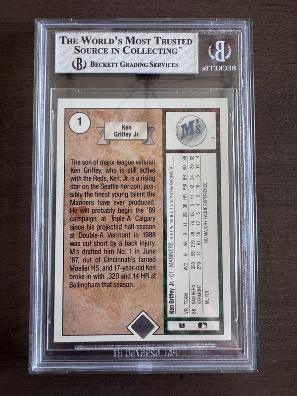 1989 Upper Deck Baseball Ken Griffey Jr Rookie Card BGS Graded Near Mint-Mint! view 2
