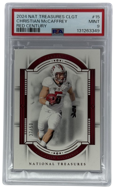 2024 Panini National Treasures Collegiate Christian McCaffrey #15 Red /50 PSA 9