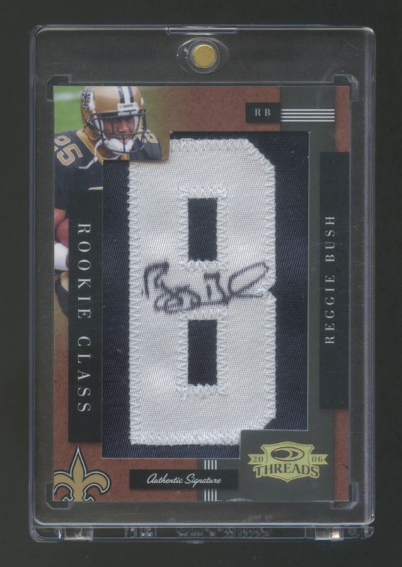 2006 DONRUSS THREADS REGGIE BUSH RC RPA AUTO JUMBO PATCH LOGO LETTER *B*  73/100
