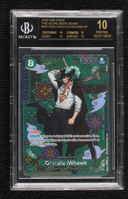 2026 One Piece The Azure Sea's Seven OP14 SP Dracule Mihawk BGS 10 BLACK LABEL