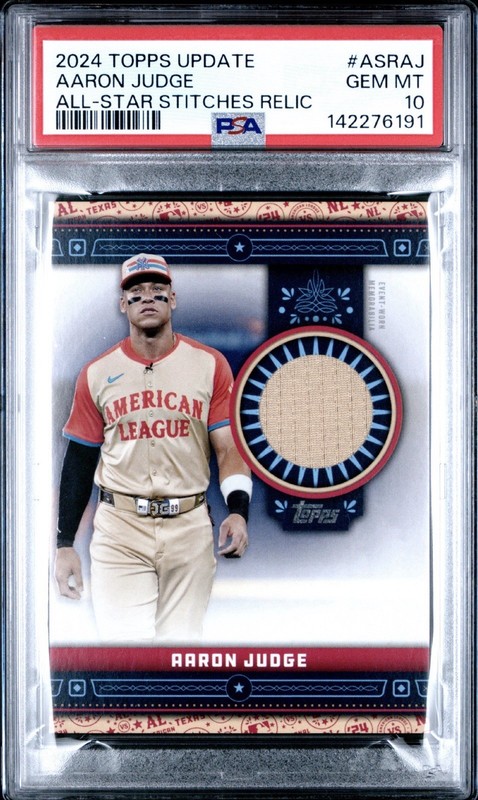 TOPPS AARON JUDGE ALL-STAR STITCHES GAME WORN PATCH JERSEY RELIC GRADED PSA 🔥🔥