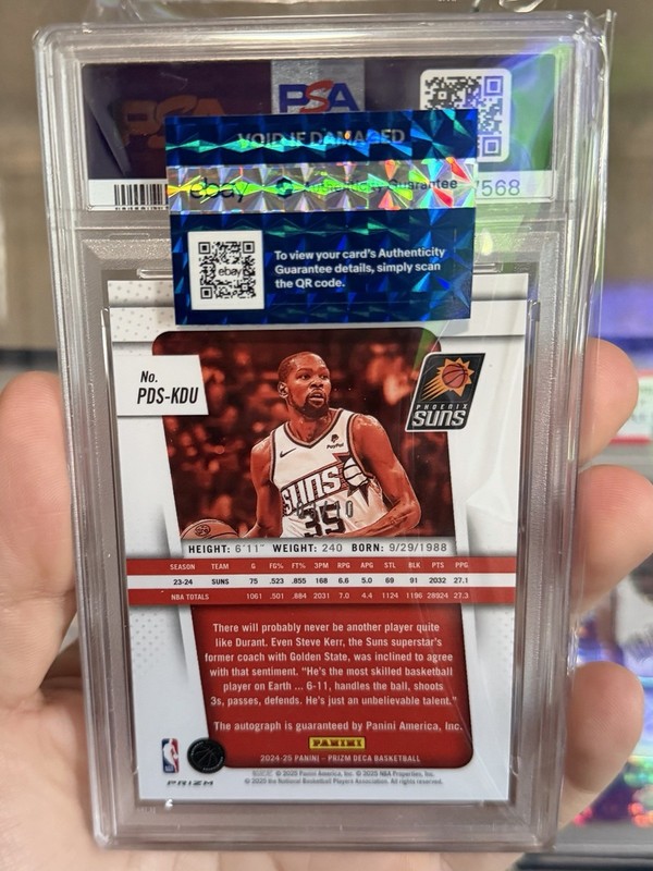 2024 Panini Nba Prizm Deca /10 Gold Kevin Durant Shimmer FOTL Auto Signature view 2