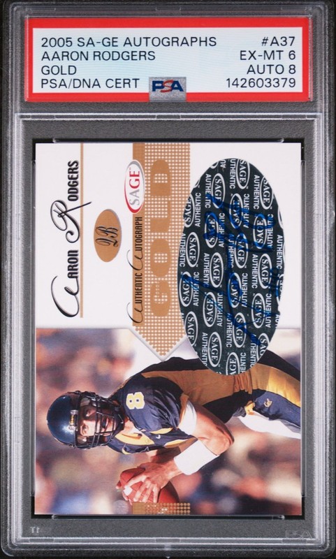 PSA 6 - 2005 SAGE Autograph AARON RODGERS Gold Rookie Auto (RC) /40 #A37
