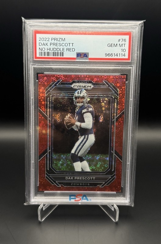 2022 Prizm Dak Prescott Dallas Cowboys Red No Huddle /50 PSA 10 #76 view 1