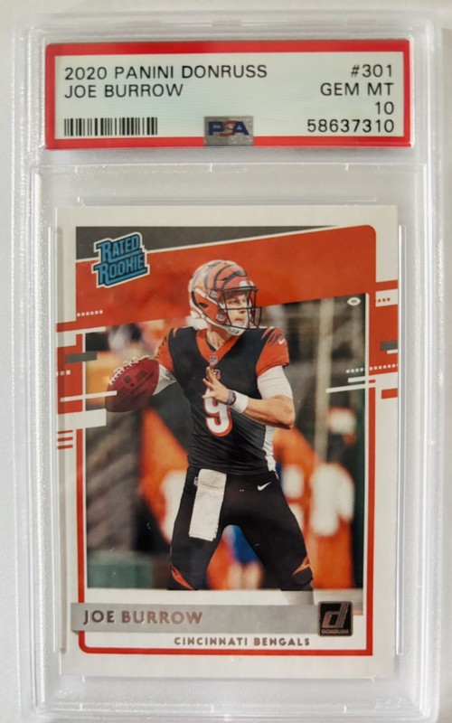 2020 PANINI DONRUSS #301 JOE BURROW ROOKIE RC PSA 10