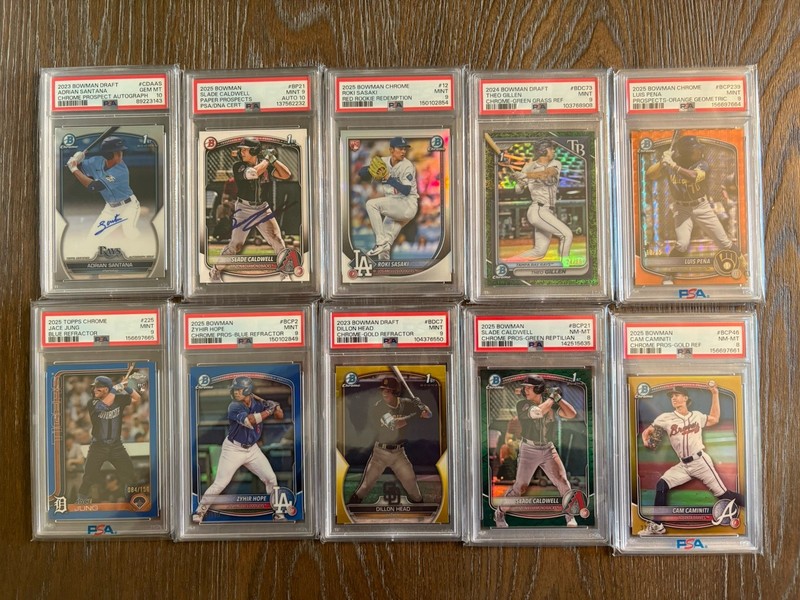 Topps & Bowman PSA Graded Baseball Lot - 10 Cards