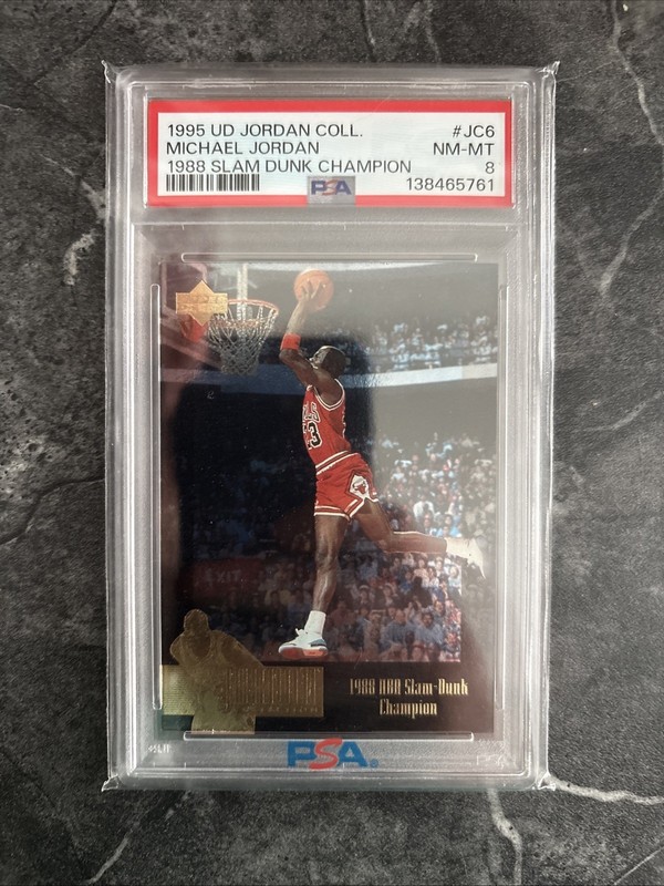 1995 UPPER DECK JORDAN 1988 SLAM DUNK CHAMP #JC6 MICHAEL JORDAN PSA 8 NM-MT