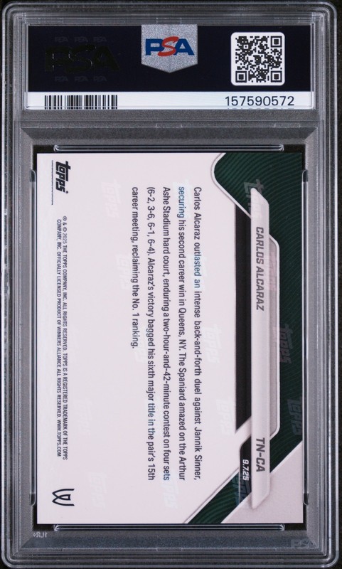 PSA 10 CARLOS ALCARAZ US OPEN CHAMPION KING NYC 6TH MAJOR 2025 TOPPS NOW TENNIS view 2