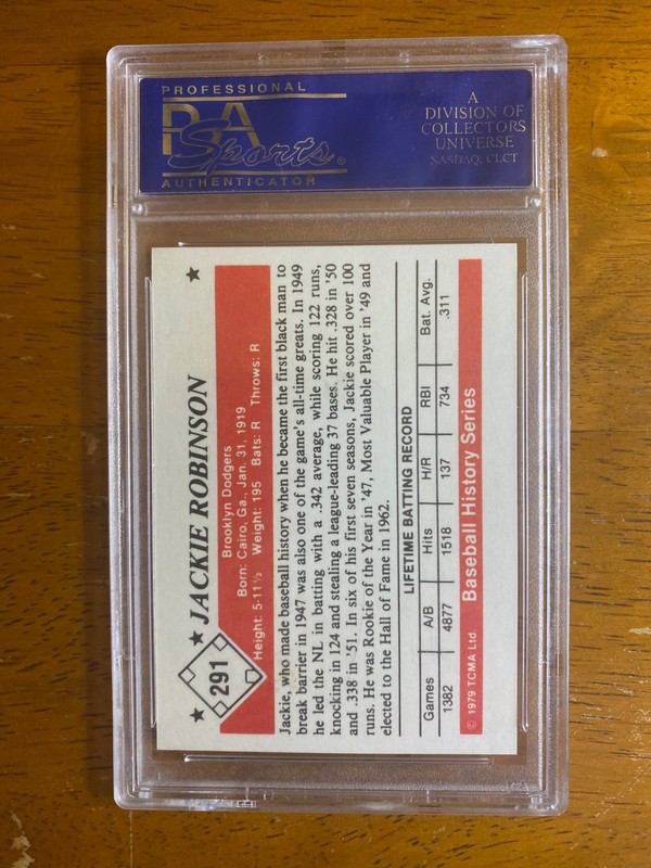 JACKIE ROBINSON - PSA 10 - 1979 TCMA Baseball History Series - #291 - Dodgers view 2