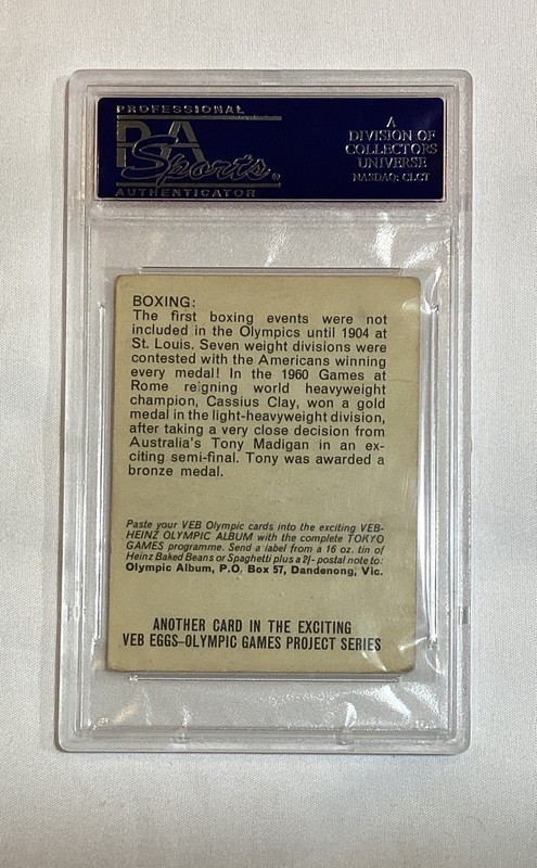 MUHAMMAD ALI CASSIUS CLAY 1964 HEINZ VEB EGGS OLYMPIC GAMES CARD #23 PSA 2 view 2