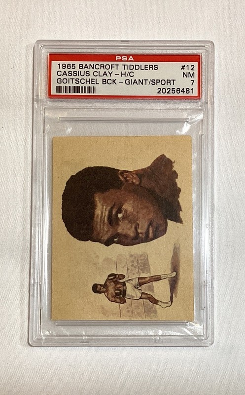 MUHAMMAD ALI CASSIUS CLAY 1965 BANCROFT TIDDLERS GIANTS OF SPORT CARD #12 PSA 7