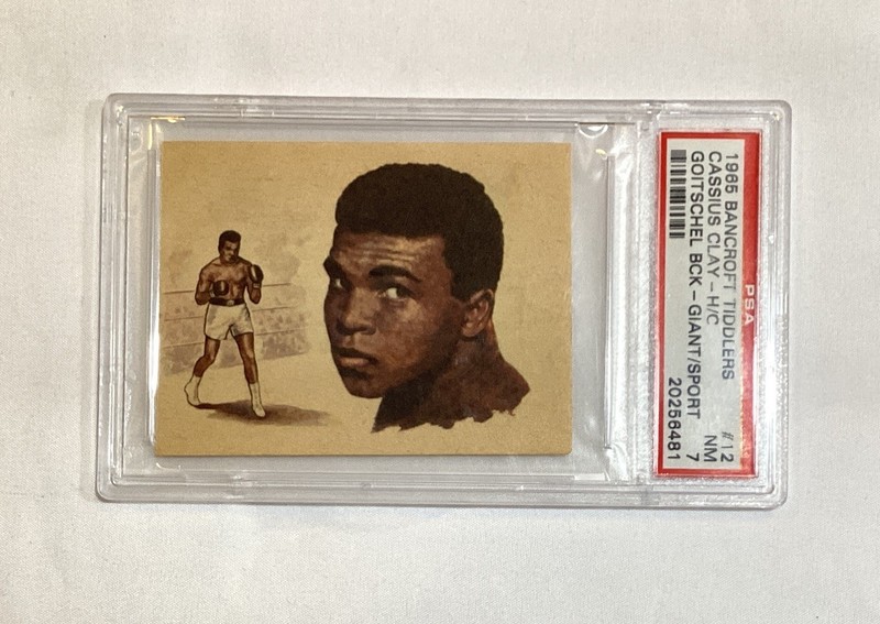 MUHAMMAD ALI CASSIUS CLAY 1965 BANCROFT TIDDLERS GIANTS OF SPORT CARD #12 PSA 7 view 2