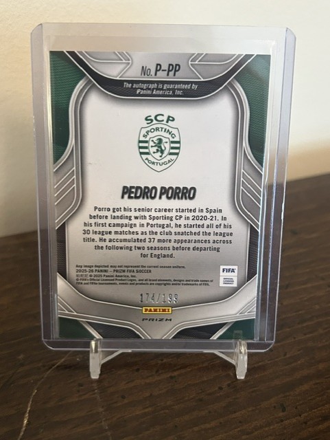 23-26 Panini Prizm FIFA Pedo Porro Penmaship Silver Auto /199 SPORTING view 2
