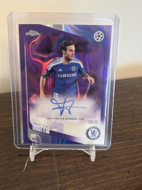 2025-26 Topps Chrome UCC Juan Mata Auto Purple Lava #d /75 CHELSEA