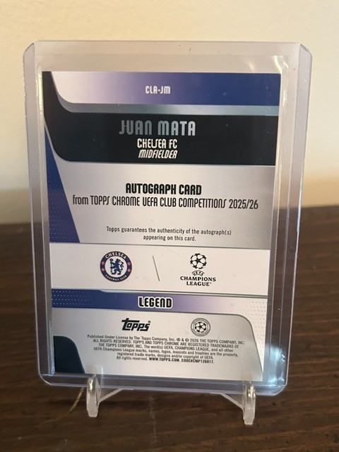 2025-26 Topps Chrome UCC Juan Mata Auto Purple Lava #d /75 CHELSEA view 2