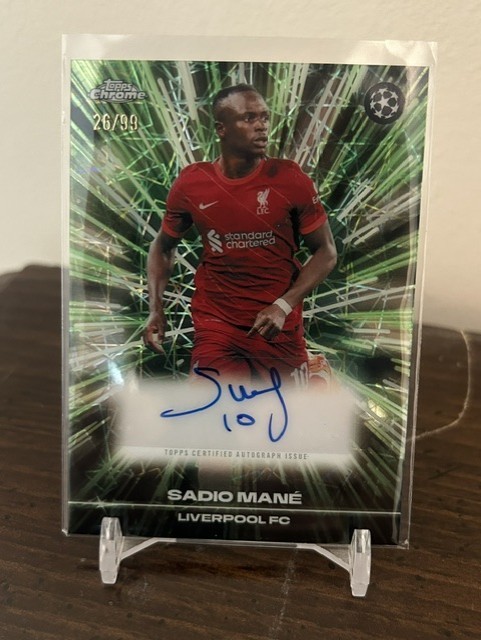 25-25 Topps Chrome UCC Sadio Mane Black Lazer Auto Green #d/99 LIVERPOOL