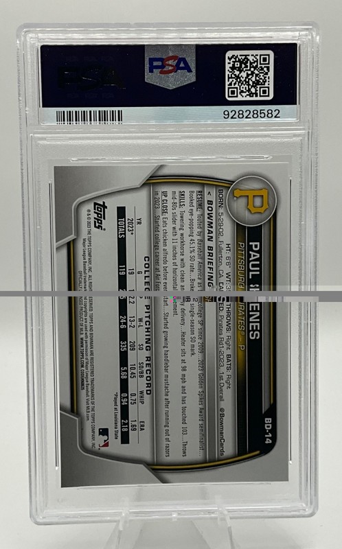 2023 Bowman Draft PAUL SKENES Rookie 1st Bowman #BD14 (RC) PSA 10 Gem Mint view 2