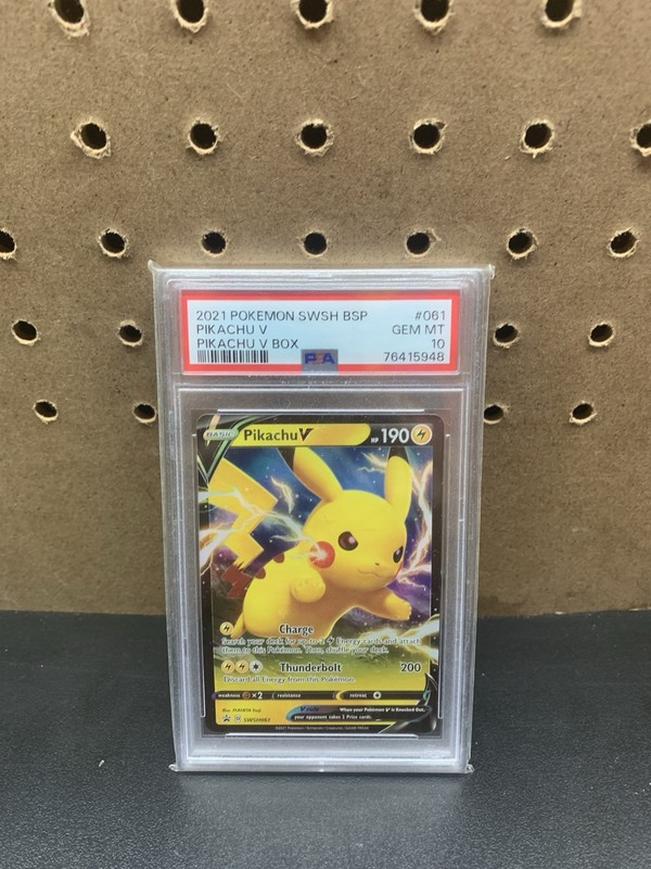 PSA 10 GEM Mint Pikachu V SWSH061 Pikachu V Box Holofoil 2021