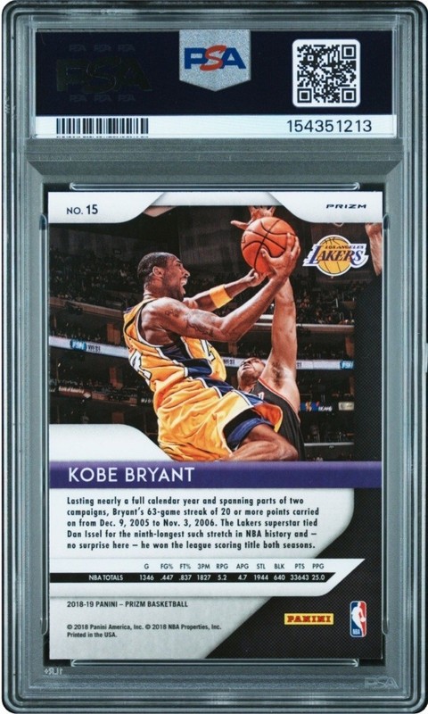 2018-19 Panini Prizm - Kobe Bryant #15 Green Prizm view 2