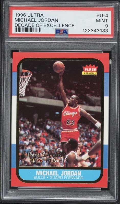 MICHAEL JORDAN PSA 9 1996-97 FLEER #U-4 DECADE OF EXCELLENCE BULLS 4065