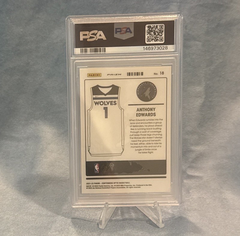 2021-22 Panini Contenders Optic Uniformity ANTHONY EDWARDS #18 - PSA 9 view 2