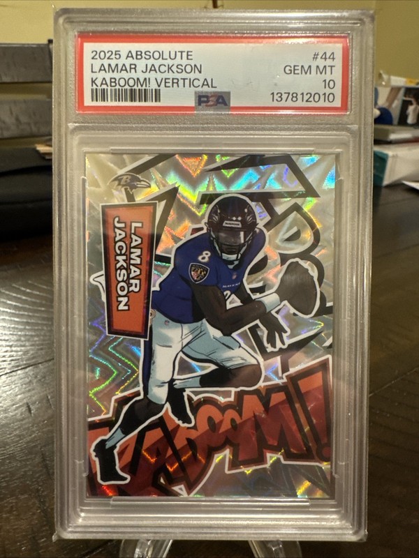 Lamar Jackson 2025 Panini Absolute Football KABOOM!🔥SSP CASE HIT🔥 PSA 10