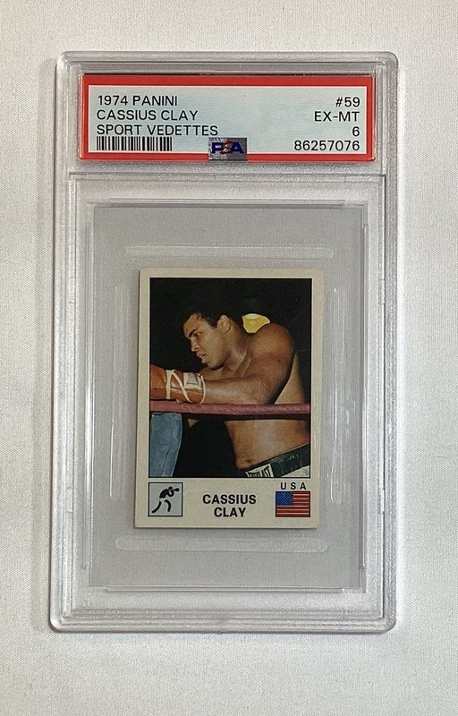 CASSIUS CLAY MUHAMMAD ALI 1974 PANINI SPORT VEDETTES CARD #59 PSA 6