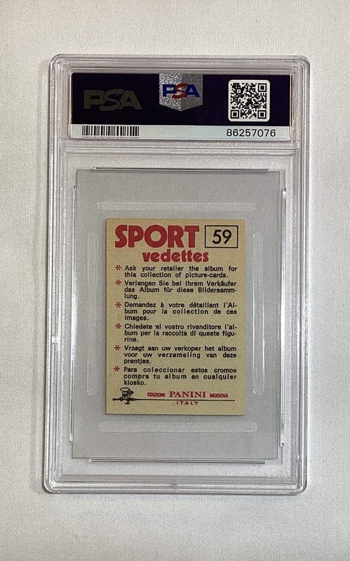 CASSIUS CLAY MUHAMMAD ALI 1974 PANINI SPORT VEDETTES CARD #59 PSA 6 view 2