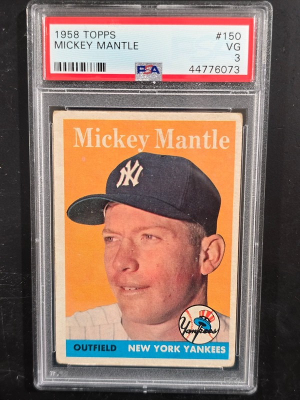 🔥 1958 TOPPS MICKEY MANTLE #150 NEW YORK YANKEES VERY GOOD PSA 3 🔥