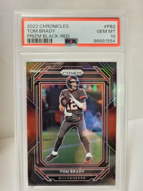 Tom Brady 2022 Panini Chronicles🔥🔥PRIZM BLACK-RED #52/99 PSA GEM MINT 10🔥🔥