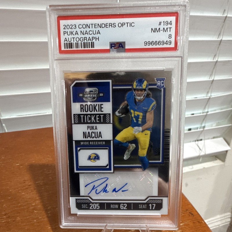 Panini Puka Nacua Rookie Ticket Auto #194 PSA 8 Los Angeles Rams 99666949