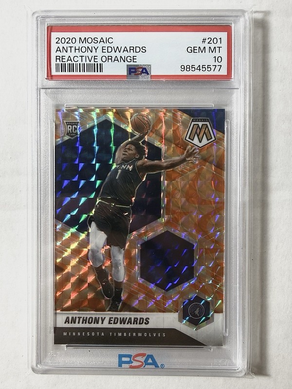 Panini Mosaic 2020-21 Anthony Edwards Rookie RC #201 Reactive Orange PSA 10