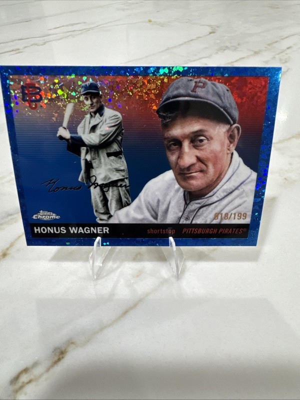 2026 Topps Chrome Platinum Blue Speckle Refractor  Honus Wagner 18/199  view 2