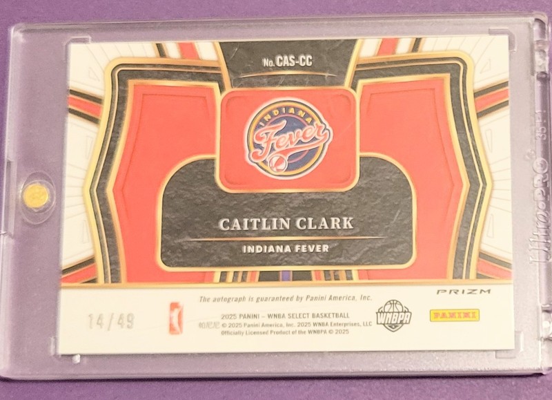 Panini 2025 WNBA Select Caitlin Clark Courtside Action Blue Prizm Auto /49 SP  view 2