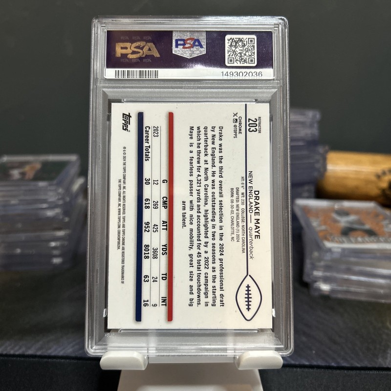 2024 TOPPS CHROME REFRACTOR #203 DRAKE MAYE ROOKIE RC PSA 10 view 2
