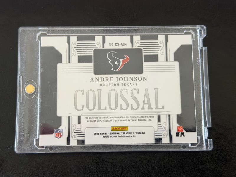 2025 National Treasures Andre Johnson Colossal Patch Auto Autograph On Card /25 view 2
