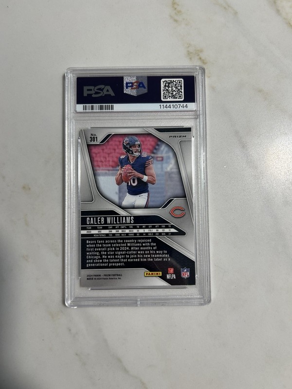 2024 PANINI PRIZM SILVER PRIZM #301 CALEB WILLIAMS PSA 10 CHICAGO BEARS view 2