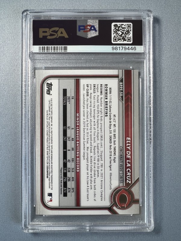 Elly De La Cruz 1st Bowman - 2022 Bowman 1st Edition - Reds (PSA 9) view 2