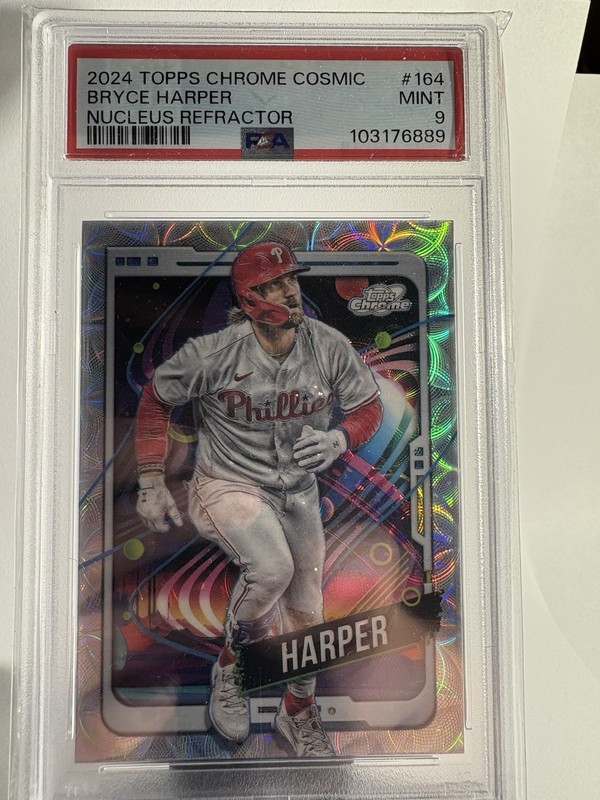 2024 Topps Chrome Cosmic Bryce Harper Nucleus Refractor Phillies #164 PSA 9 view 1