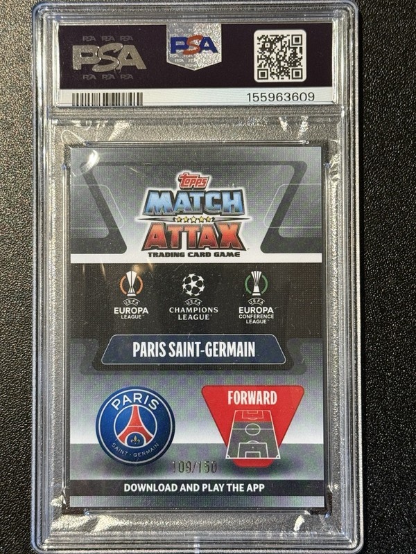 LIONEL MESSI 2021 TOPPS Chrome Match ATX UEFA Aqua Refractor 109/150 - PSA 9 view 2